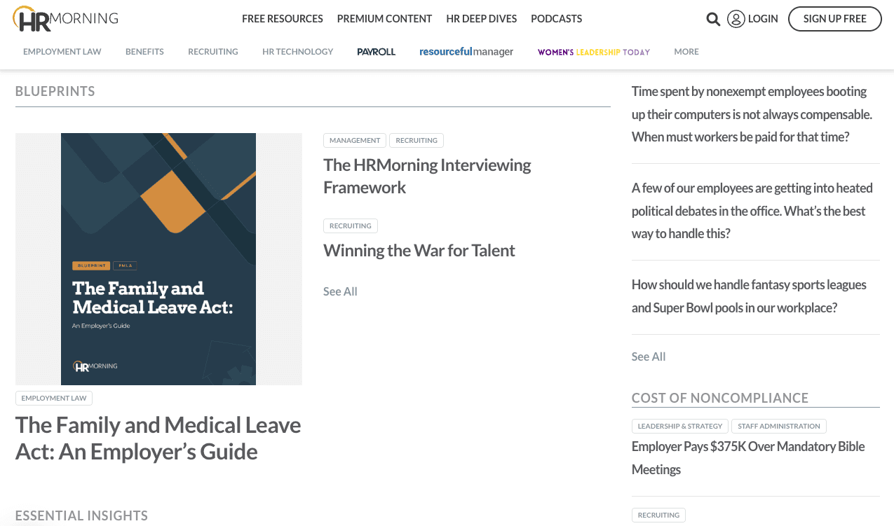 HRMorning.com content blueprint — the foundation of community trust